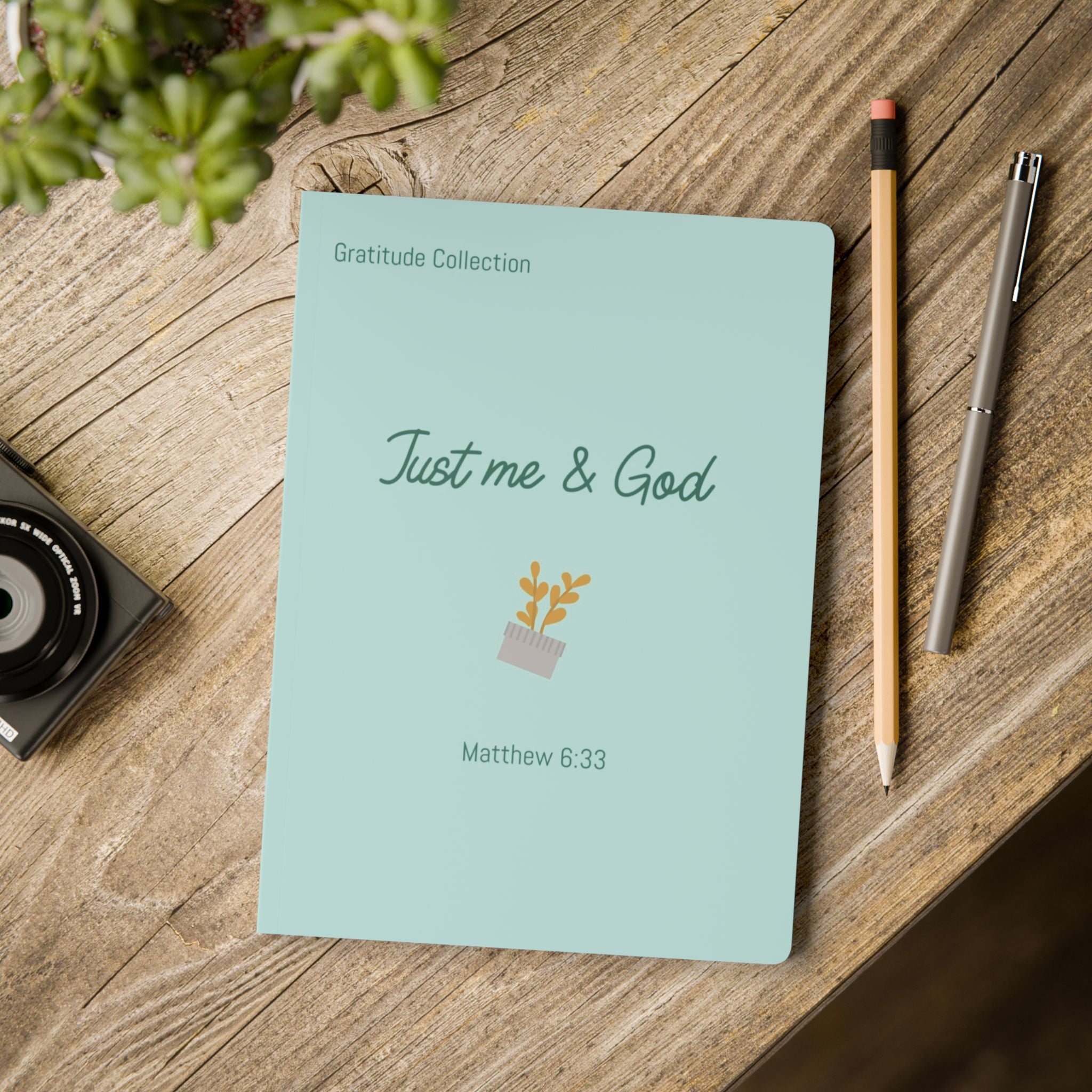 “Just me and God” Teal Softcover Journal