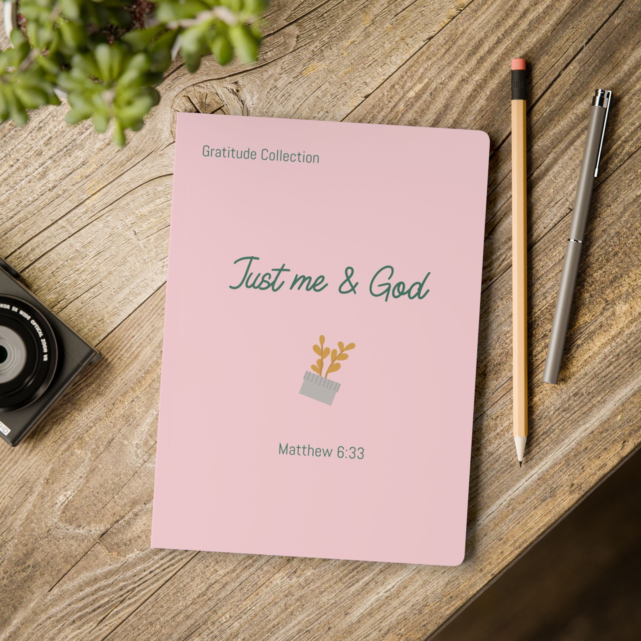 “Just me and God” Pink Softcover Journal